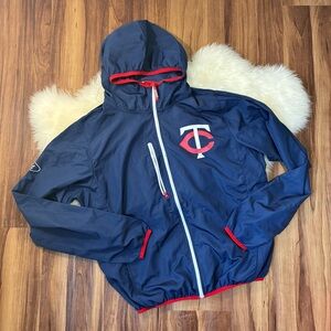 Minnesota Twins Baseball Zip Up Hooded Windbreaker Rain Jacket • Size M